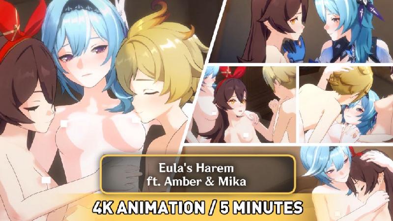 3D•[PastaPaprika] 優菈的後宮 – 安柏 & 米卡 [原神][無修正] 海报